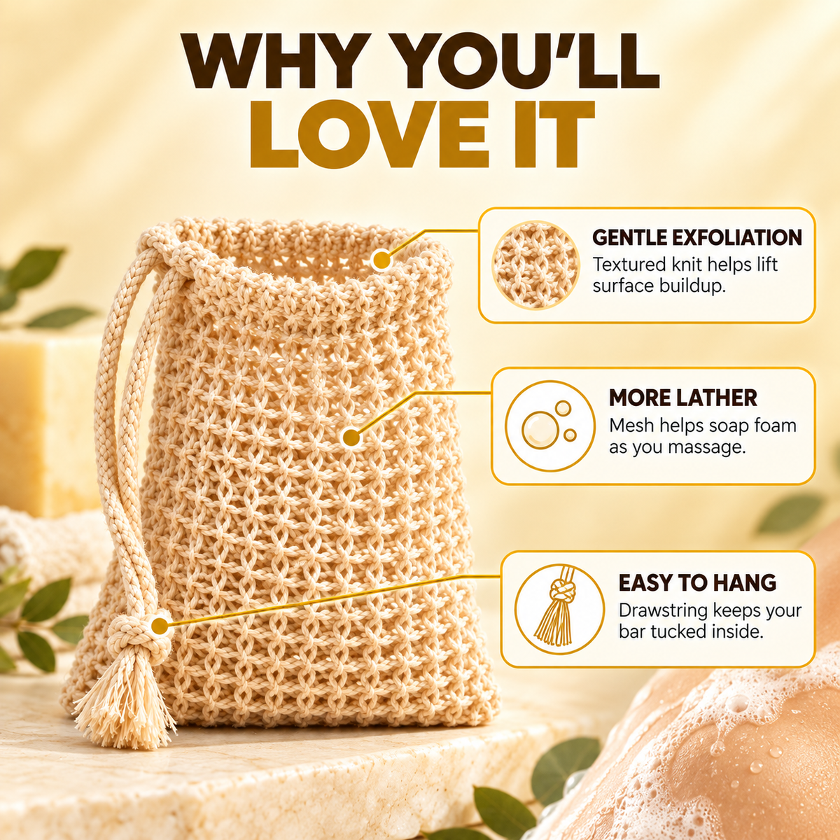 soap exfoliating bag
